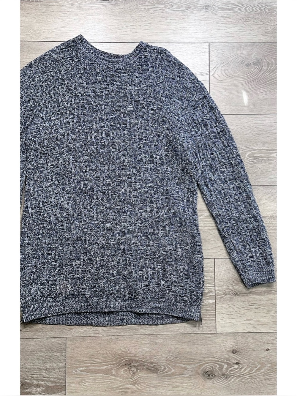 Pacsun Longer Fit Marled Chunky Knit Sweater Side Zips 100% Cotton